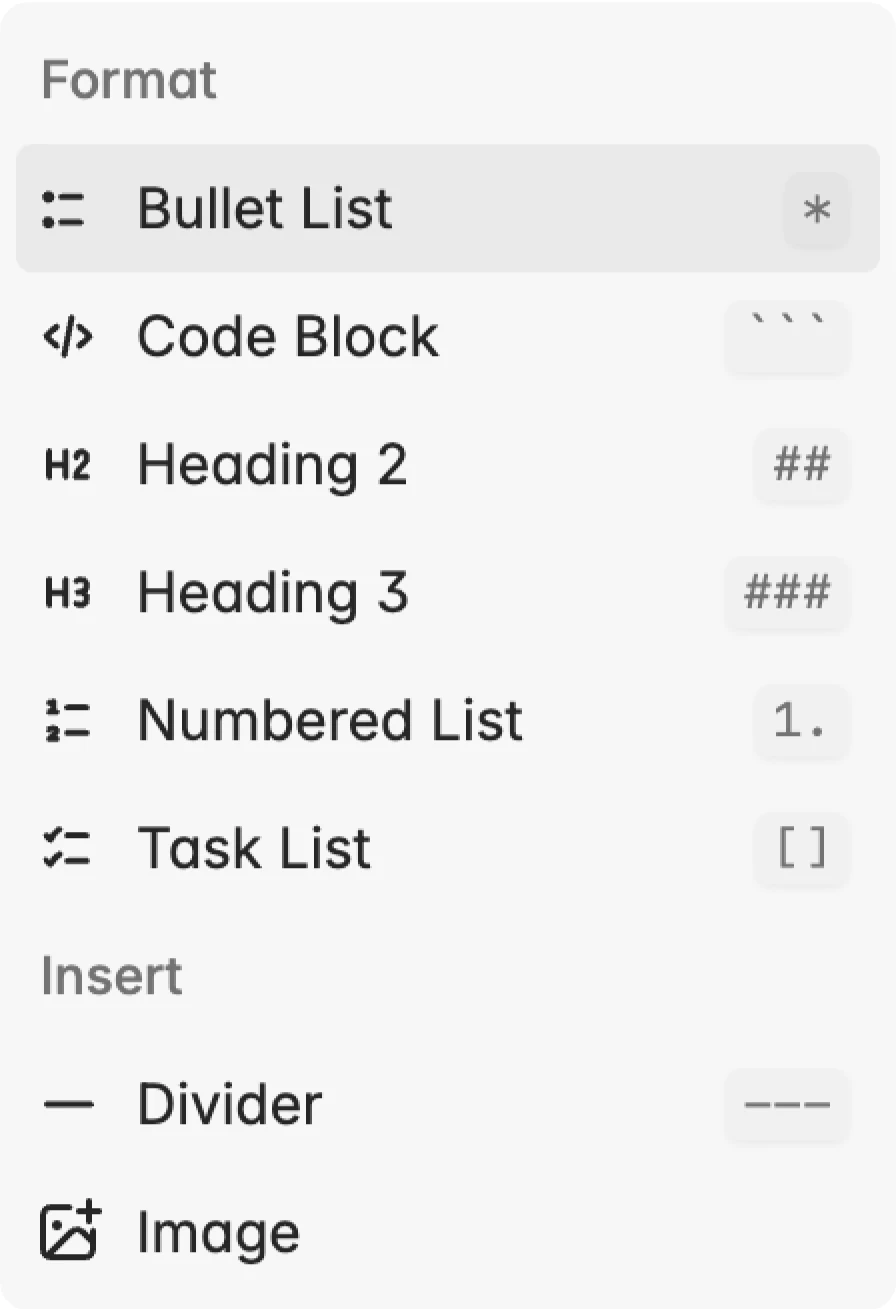 A popover with text editing options